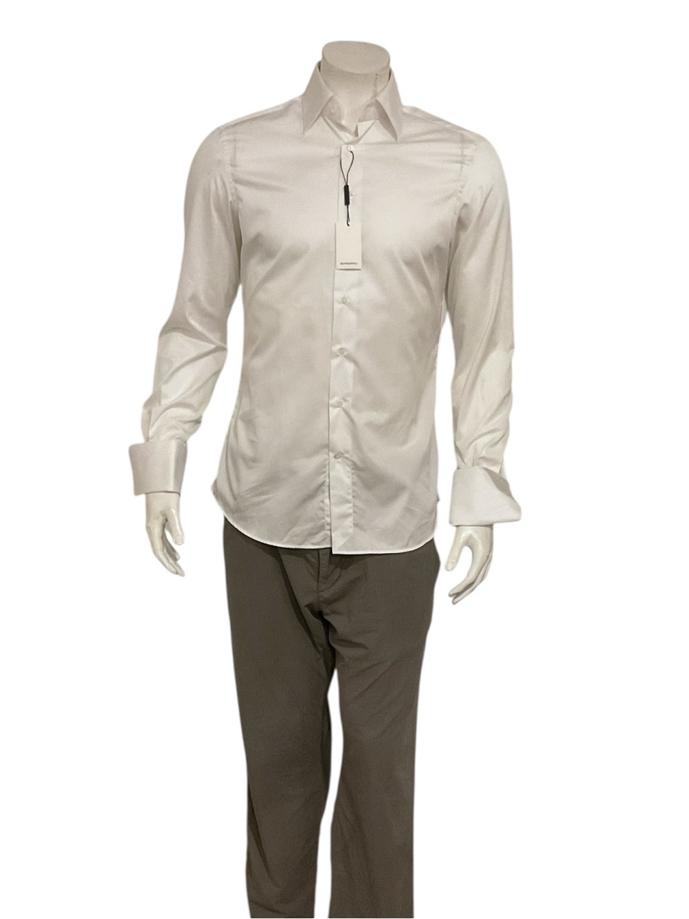 Suitsupply Men's White Tailored Fit French Cuffs Dress Shirt